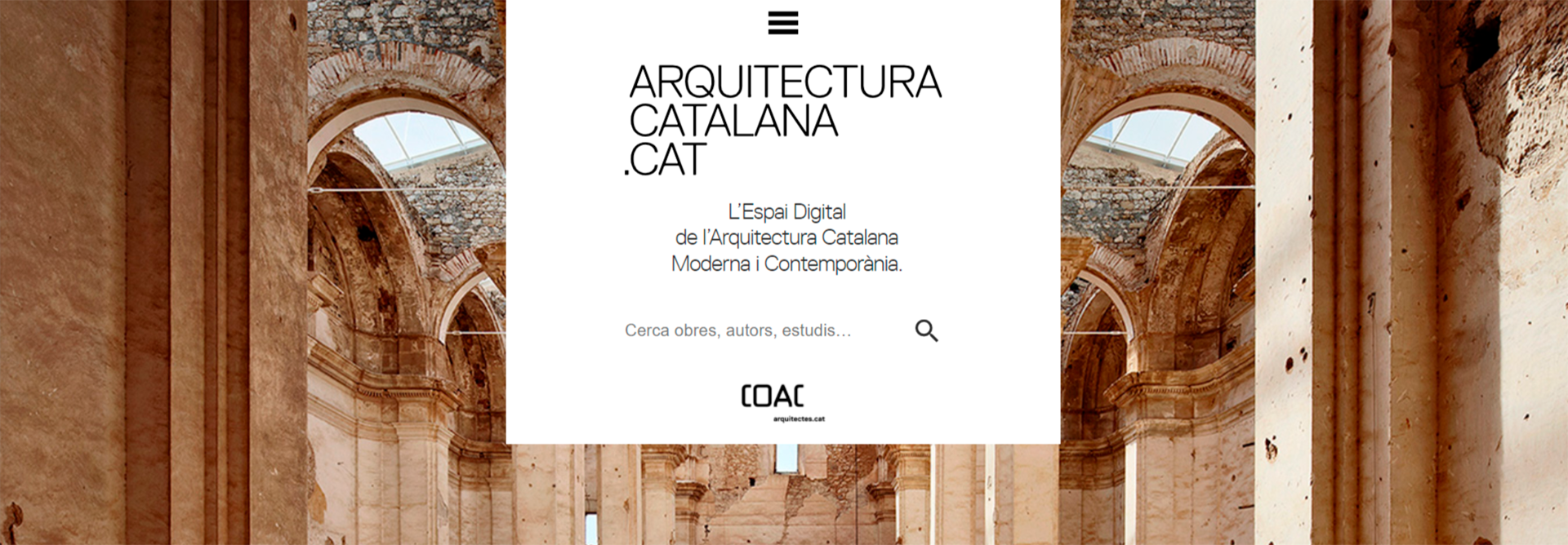Pantalla d'inici del portal arquitecturacatalana.cat